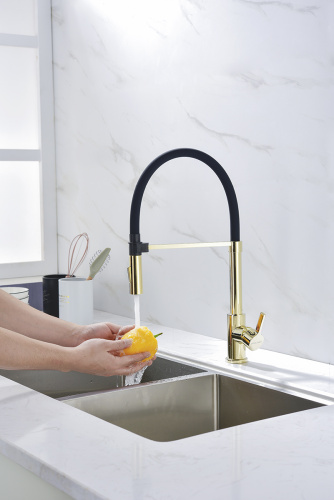 Смеситель для кухни Paulmark HALT Ha214021-G на мойку золото - фото 4